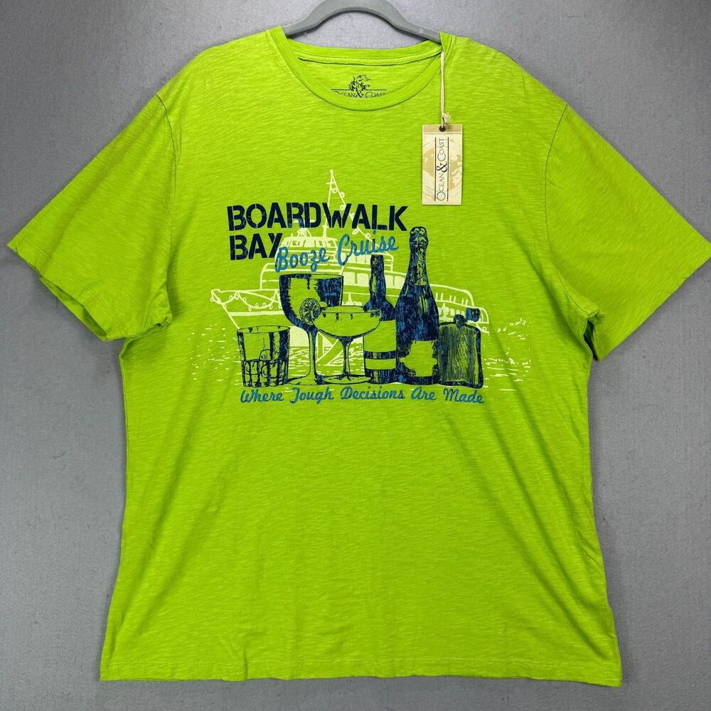NWT Ocean & Coast Tee Shirt Men's XL Short Sleeve Bright Green Booze Cruise